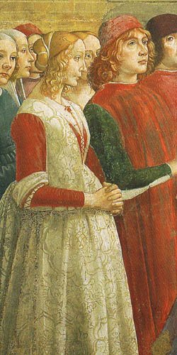 左図を父マーゾ・デリ・アルビッツィと、母カテリーナ・ソデリーニとすれば、右図は13～4のジョヴァンナらしい。
